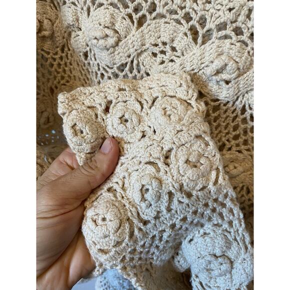 Vintage Copper Key Sweater Cotton Boho Open Crochet Pullover Sweater Tunic S - Picture 3 of 6